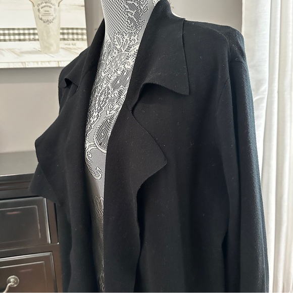 Soia & Kyo Black Long Waterfall Collar Coat Lightweight Drape Jacket Size M - Picture 4 of 16